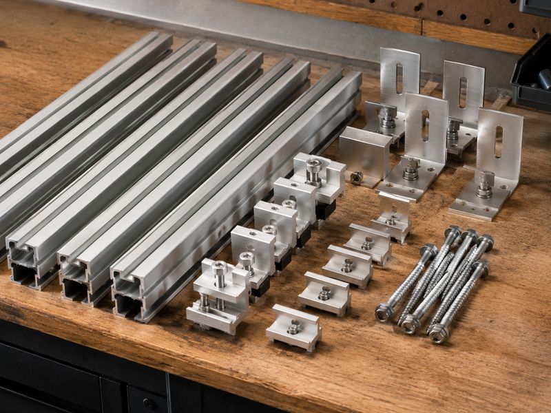 Solar mounting rails and hardware